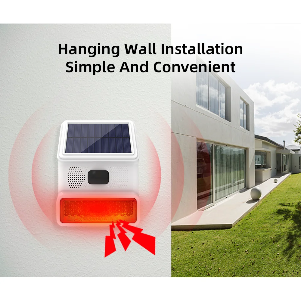 ACJ New Wireless 433MHZ Solar Sound light Flash Alarm Outdoor Alarm Horn for Home Burglar Wifi GSM Home Security Alarm System