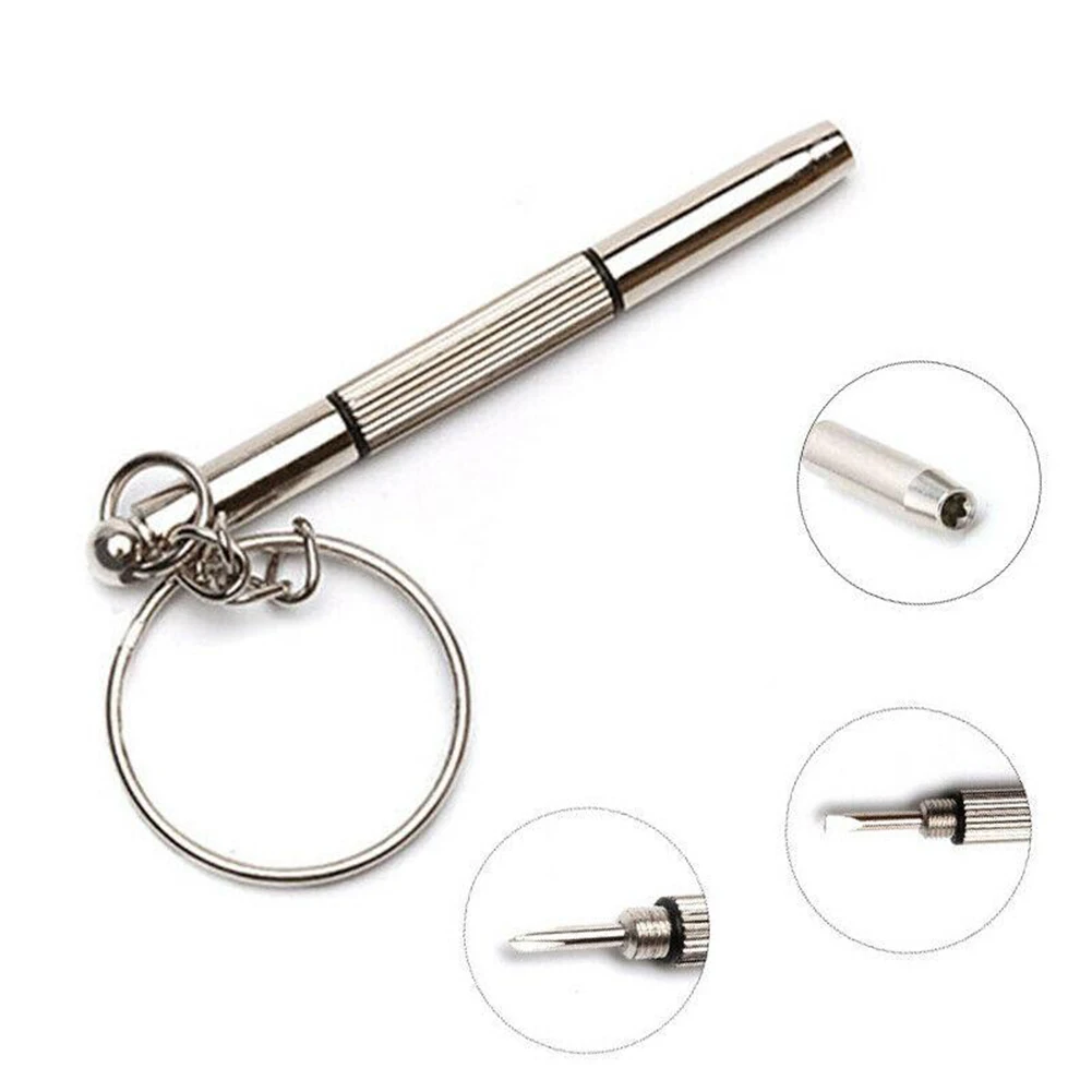 1PC Mini 3in1 Screwdriver Eyeglass Screwdriver With Keychain Portable Spectacles Watch Repair Kit Practical Household Tool