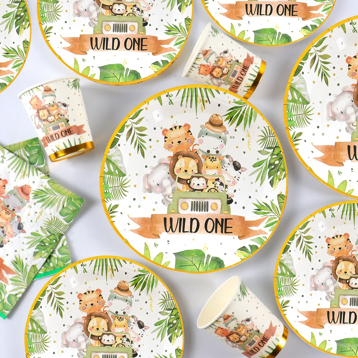 Wild One Jungle Animals Safari Birthday Party Jungle Birthday Party Decoration Baby Shower One Year 1st Birthday Party Supplies