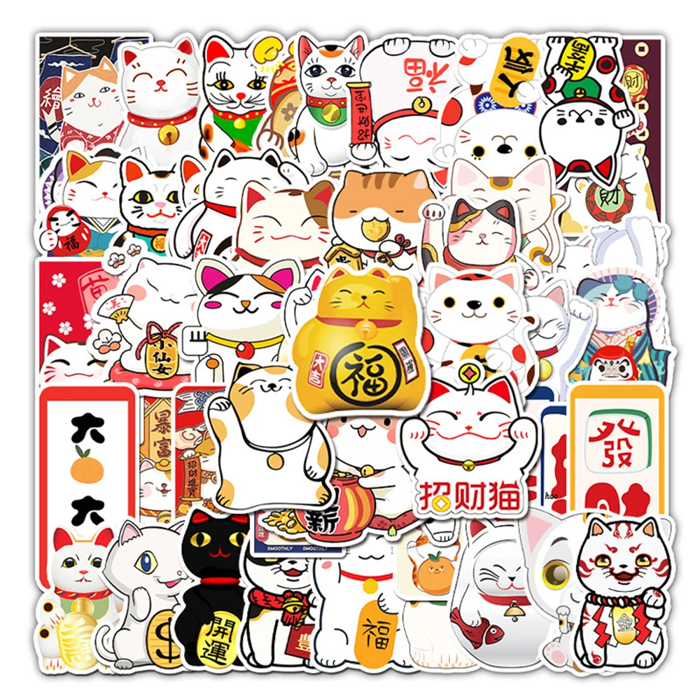 10/30/50 Stück Lustige Niedliche Maneki Neko Glückskatzen Aufkleber DIY Schreibwaren Gepäck Laptop Dekoration Sticker Großhandel