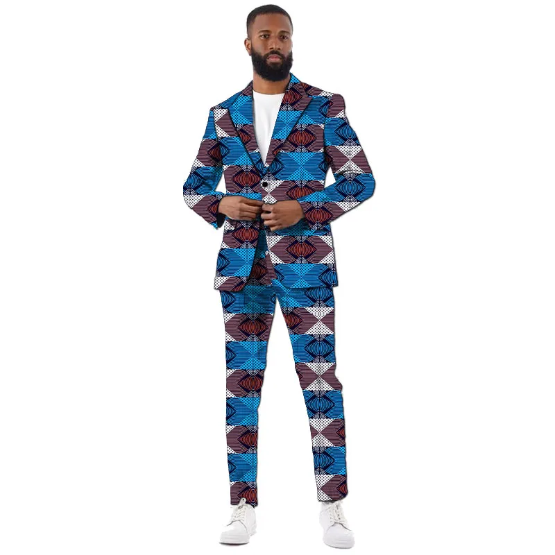 New Arrivals African Couture Party Suits Casual Men‘s Pant Set Blazers Patch Trousers Nigerian Fashion Male Wedding Garments view 6