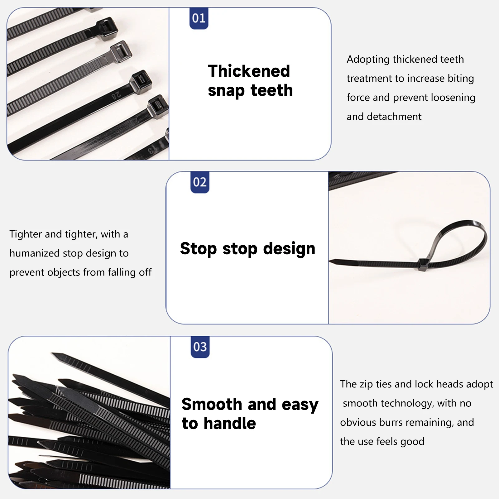 100pcs Self-locking Nylon Cable Ties Set Black Zip Wraps Strap Fastening Ring Loop Eelectrian Cable Tie Wiring Accessories
