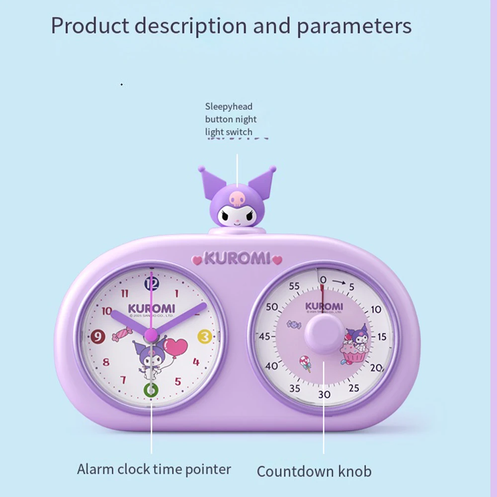 Cinnamorol Sanrios Kuromi Timer Alarm Clock Student Study Cartoon Living Room Decoration Home Bedroom Watch Door Hello Kittys