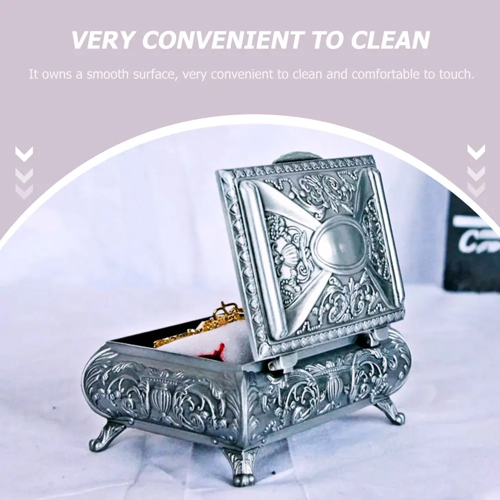 

Creative Desktop Storage Jar Embossment Alloy Jewelry Box Durable Practical Use For Cosmetics Jewelry Holder Fine Craftsmanship