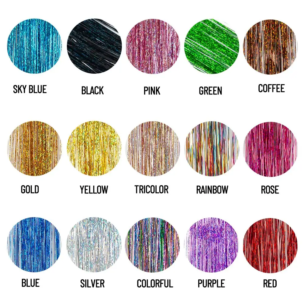 5Pcs/Pack Sparkle Hair Extensions Clip In Rainbow Shiny Sparkle Hair Tinsel Heat Resistant Sparkle Hair Extensions For Braids