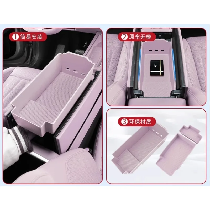 Per NIO ONVO L60 ABS Scatola portaoggetti per bracciolo di controllo centrale Organizzare accessori per forniture modificate per interni auto