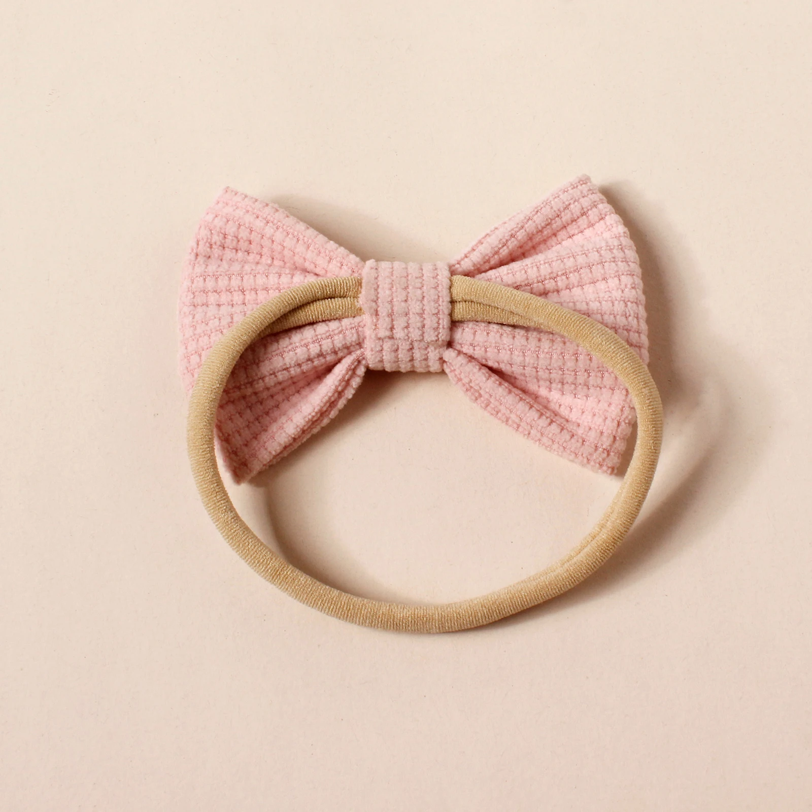 15 ピース/ロットワッフルボウベビーヘッドバンド女の子のヘアアクセサリー新生児弾性ヘアバンドナイロンヘアバンド子供コーデュロイ帽子