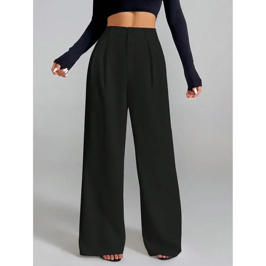 Women's  High Waist Wide Leg Loose Trousers European American Drooping Casual Pants