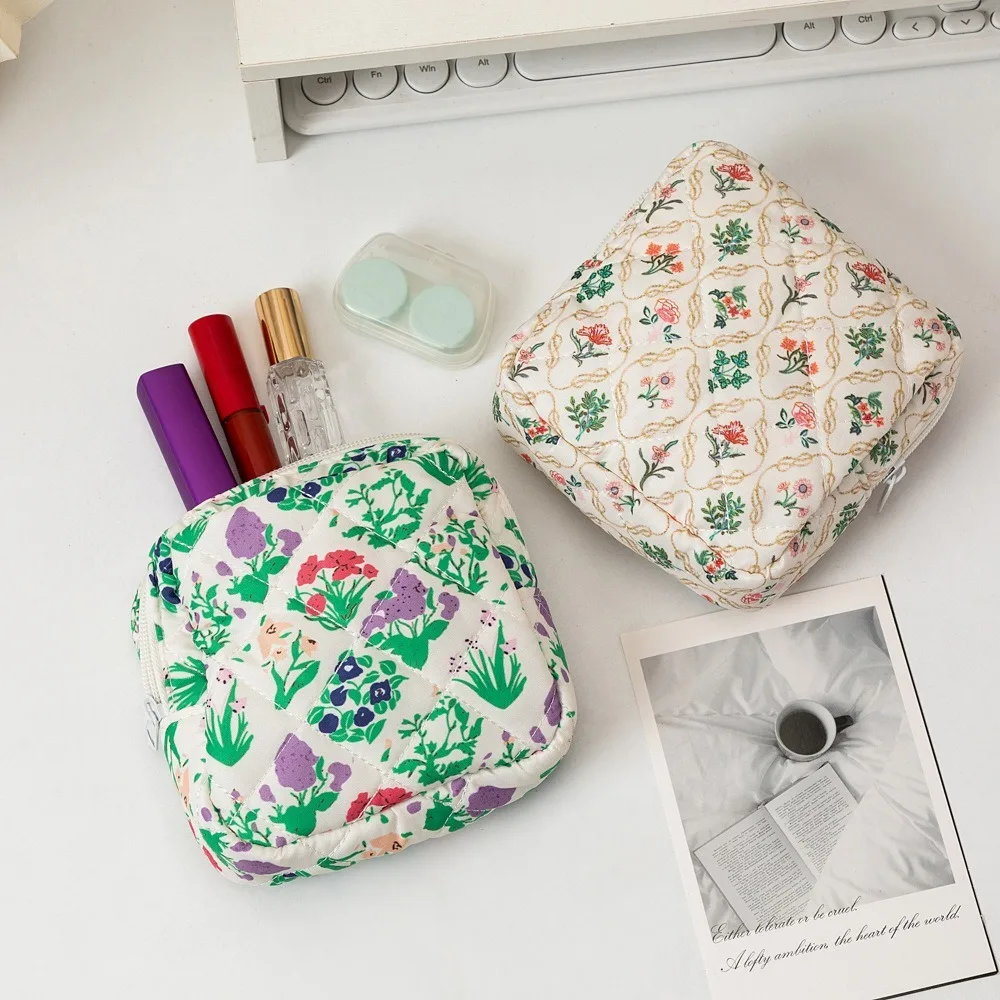 Monedero Floral portátil, bolsas de almacenaje de pañuelos sanitarios multifuncionales de gran capacidad, bolsa de cosméticos