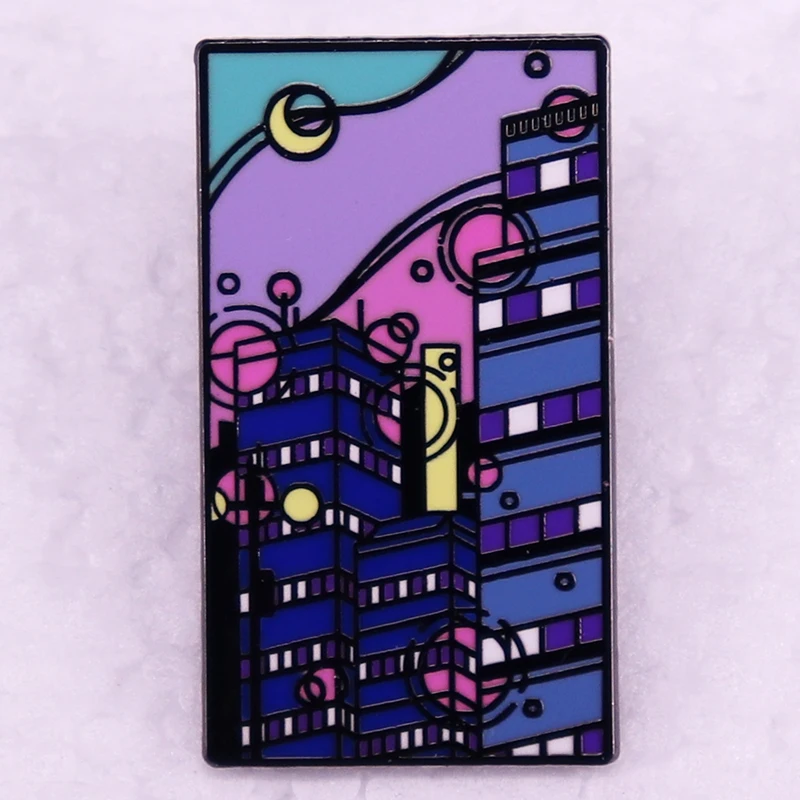 Glass Towers High Rises Enamel Pin City Scene Art Brooch Cityscape Badge Jewelry Backpack Decorate