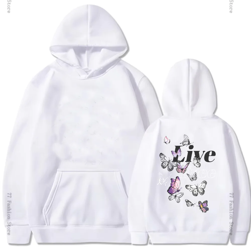 Love Free Vintage Hoodie Sweatshirt Butterfly Graphic Print Daily Oversized Unisex Pullover Streetwear Autumn Clothing Hoodies