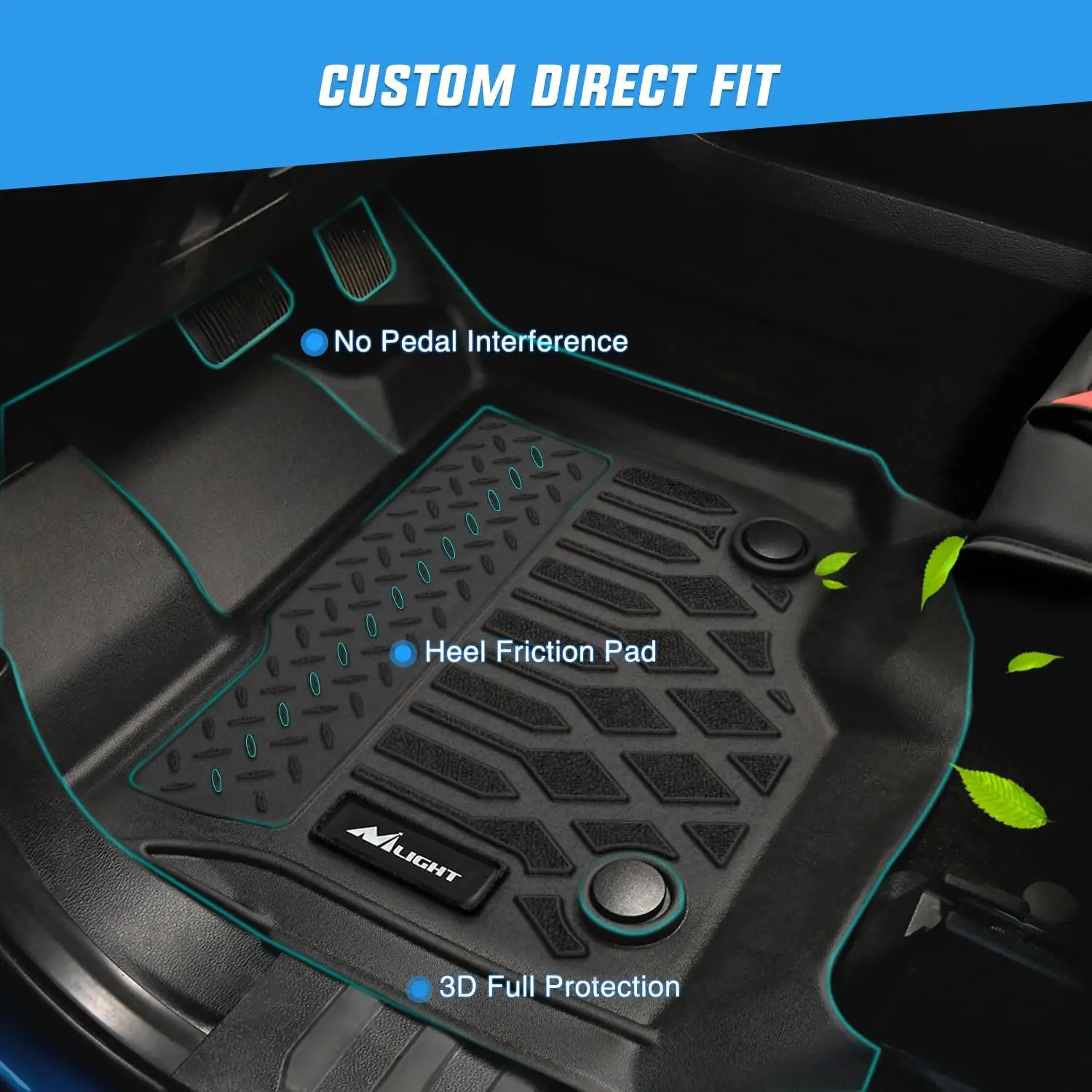 Nilight TPE Floor Mats for Chevy Chevrolet Suburban GMC Yukon XL 7 Seats Bucket Seats 2021 2022 2023 2024 2025 2026 All Weather Custom Fit Heavy Duty Floor Liners