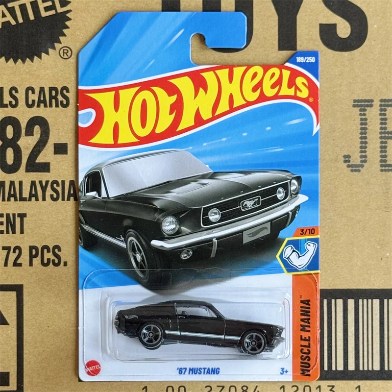 عجلات ساخنة أصلية 1/64 دييكاست للسيارات باللون الأسود 67 موستانج نموذج سيارة ألعاب مرور مصنوعة من خليط معدني للأولاد عضلات المهووس رقم 189 2025 #1