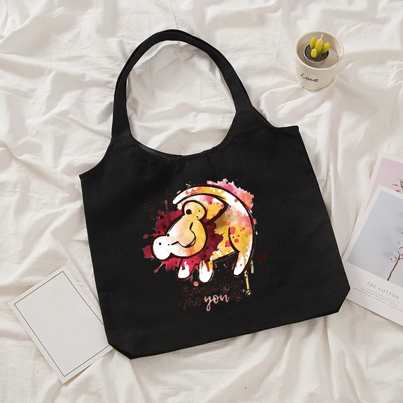 Bolso de compras con estampado de El Rey León para mujer, bolso de hombro de lona de Disney, de gran capacidad, ecológico