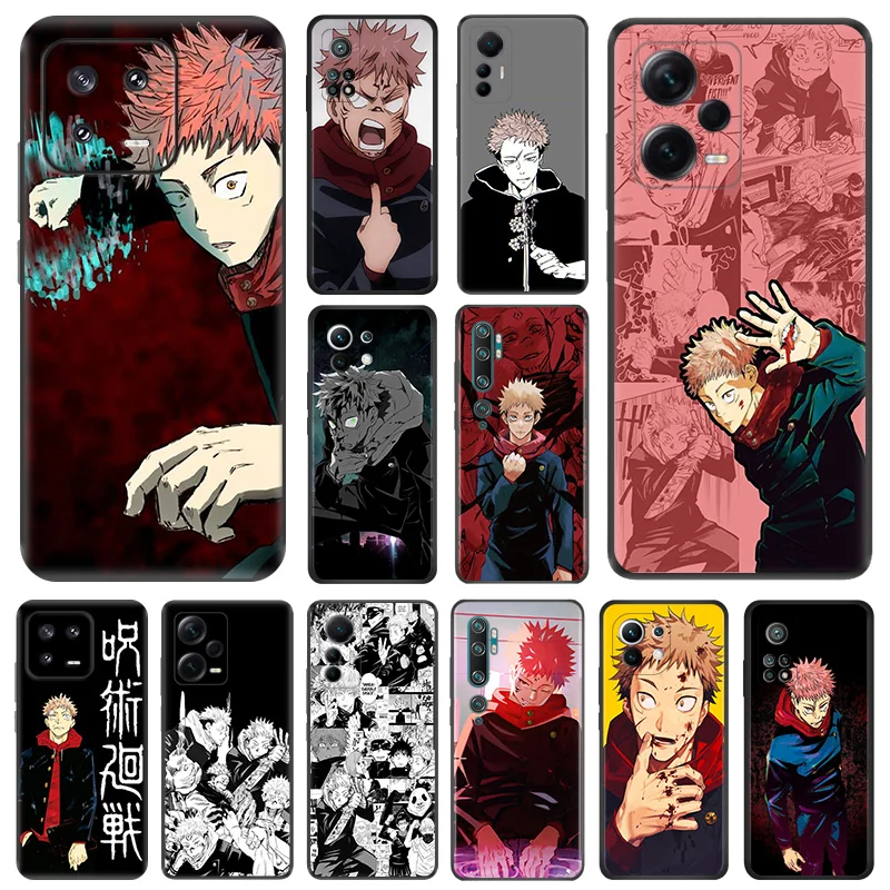 Matte Phone Cases For Redmi 12 12c 13c Note12 Note13 Pro Itadori Yuji Jujutsu Kaisen Xiaomi 13 Lite 12x 12t 12s Soft Black Cover