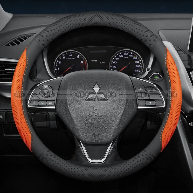 New For MITSUBISHI Car Steering Wheel Cover Sport Style Perforated Napa Leather 37‑38Cm All Seasons Auto Interior Accessories