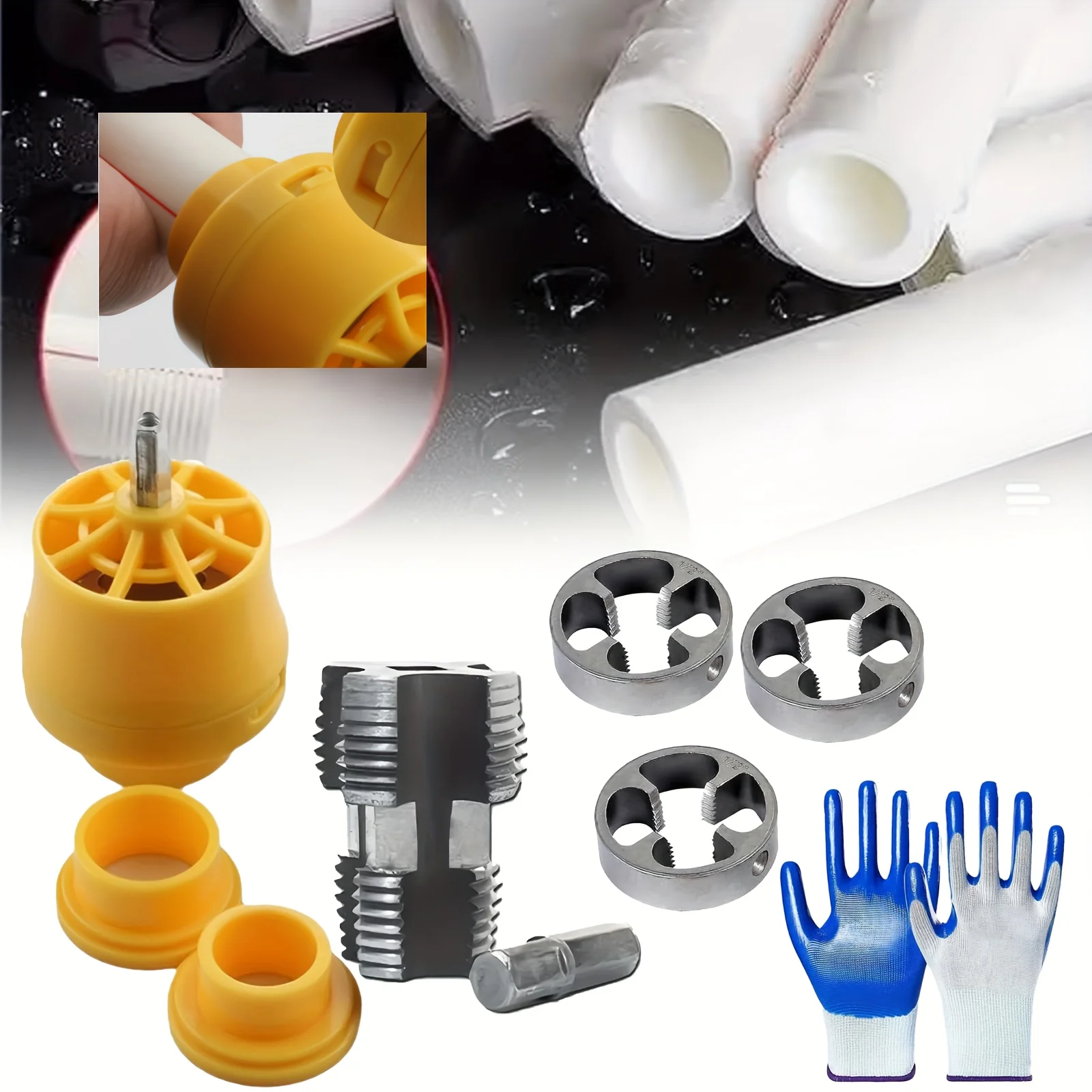1Set Upgraded Manual Pipe Thread Drilling Tool Kit for PPR PPE Water Pipe Faucet Installation Includes Drill Adapter Handle Wrench