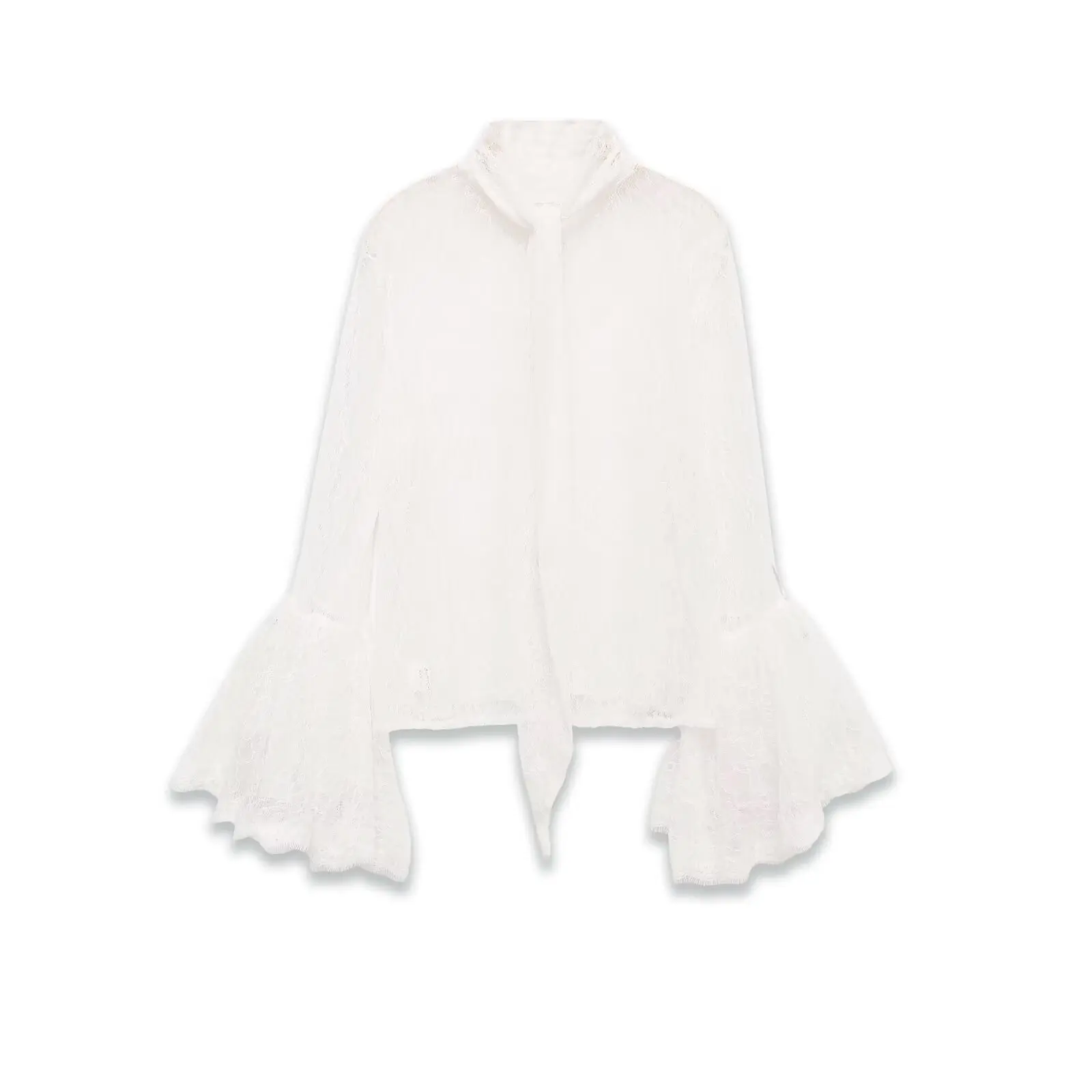 Primavera 2026 novo estilo hm mangas largas punk rendas retalhos camisa superior roupas femininas