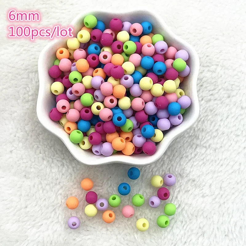 6mm--10mm Mix Color Round Charms Acrylic Beads Loose Spacer Beads for Jewelry Makeing DIY Handmade Bracelet Accessories