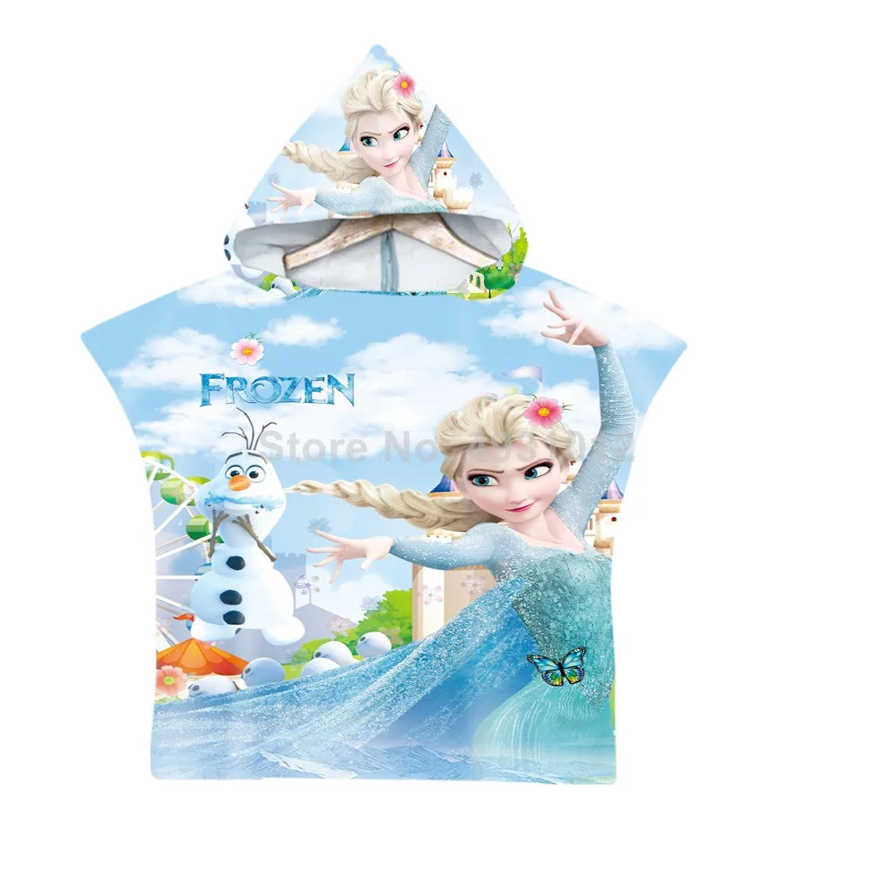 Disney Cute Frozen Elsa Anna Baby Hooded Bath Towel Princess Beach Swimming Shower Absortbent Bathrobe Towel Height 80-180cm