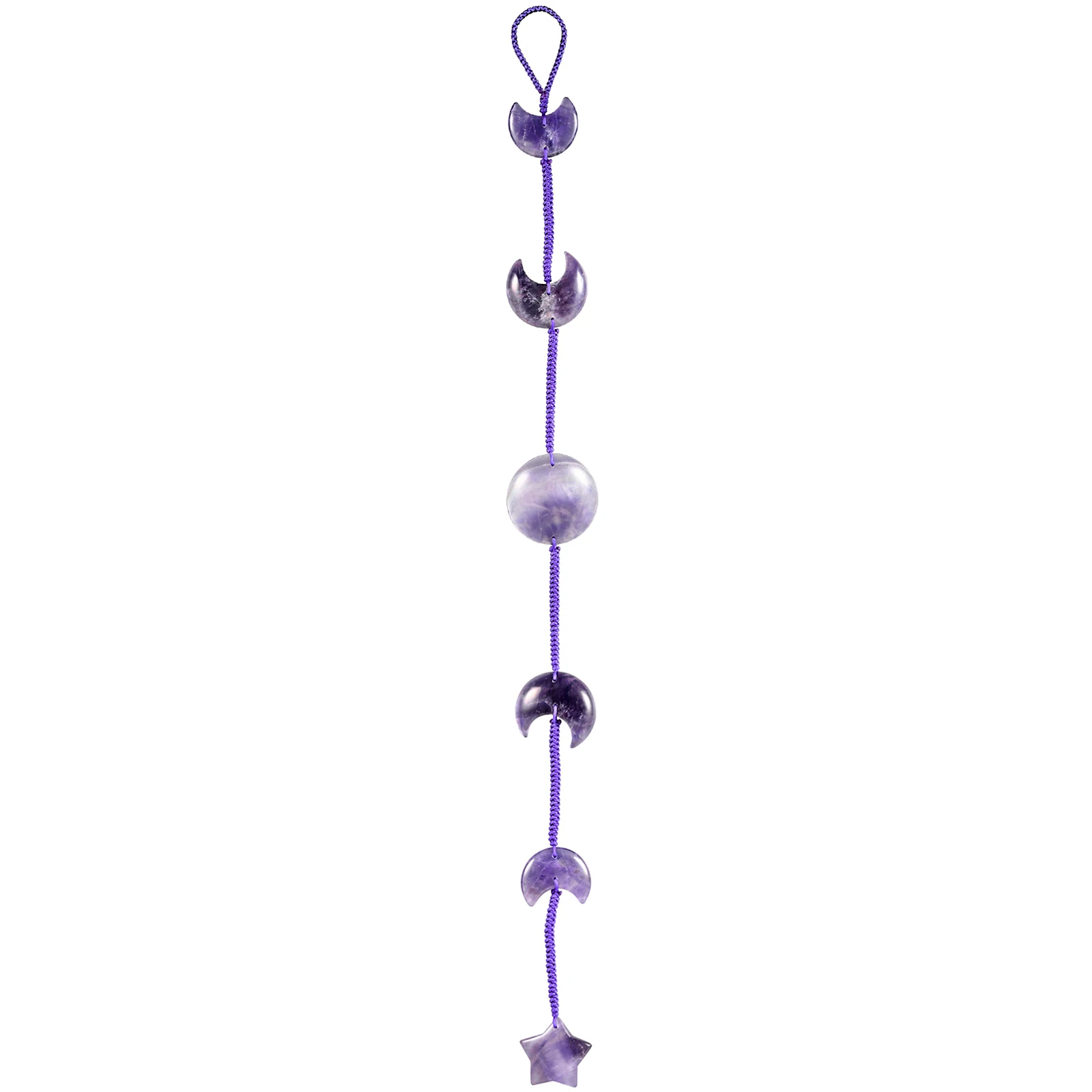 

TUMBEELLUWA Natural Crystal Stone Rock Quartz Star Moon Wind Chimes Reiki Healing Amethyst Wall Window Car Hanging Ornaments