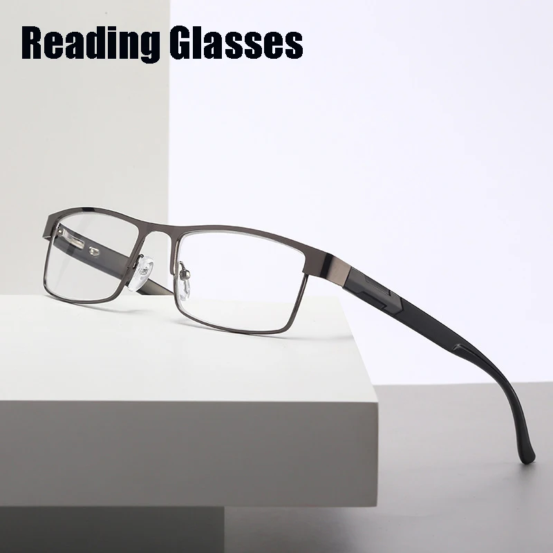 Rooftrellen Metallrahmen Männer Lesebrille Vintage Business Hyperopie Brillen Männliche Lesebrille +100 +150 +200 bis +400