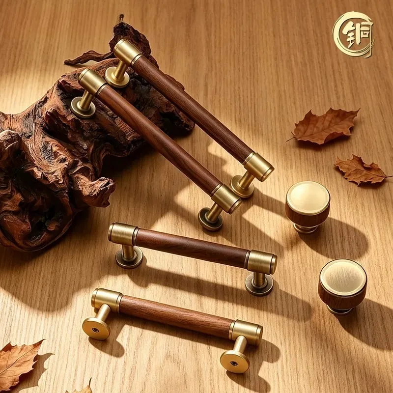 Retro Simple Walnut Handle Medium Antique Cabinet Door Pull for Bedside Table Drawer Wine Cabinet Shoe Cabinet Coffee Table