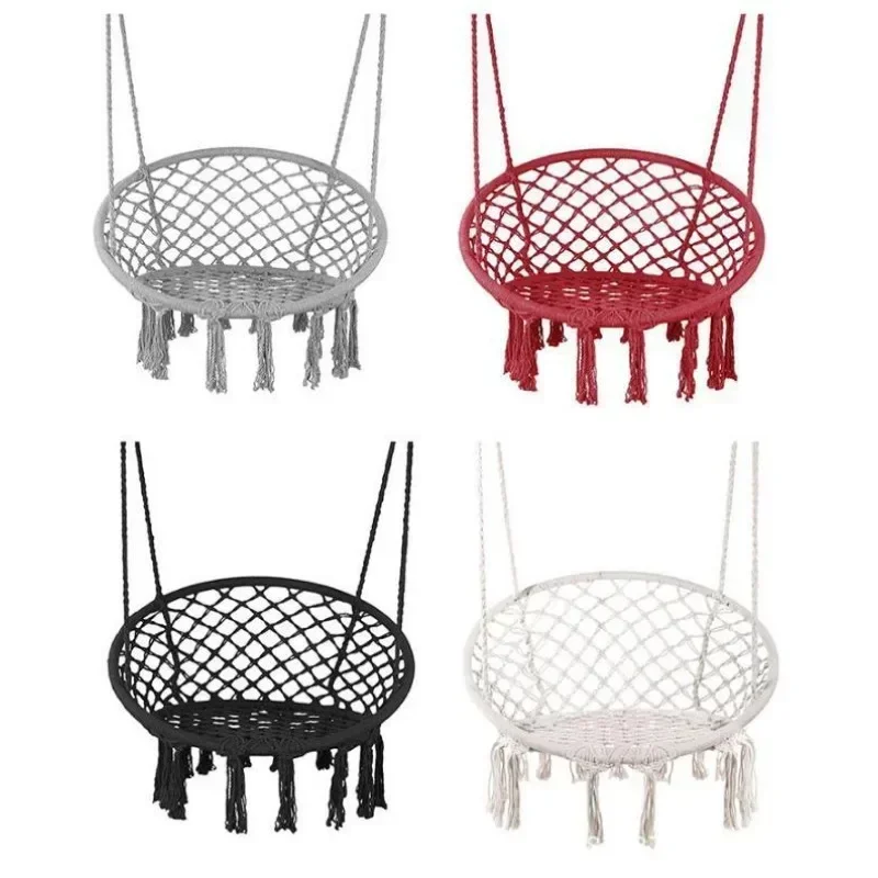 Leisure Hammock Chair Hanging Basket Swing Cotton Rope Braided Hanging Deck Chair Hammock for Courtyard Balcony Living Room image 4