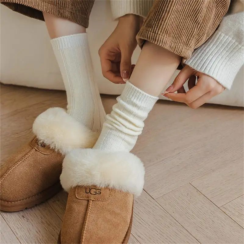 2024 New Winter Cashmere Wool Women Socks Casual japanese fashion Solid Color Thicker Long Sock Girls Thermal Warm Crew Sock