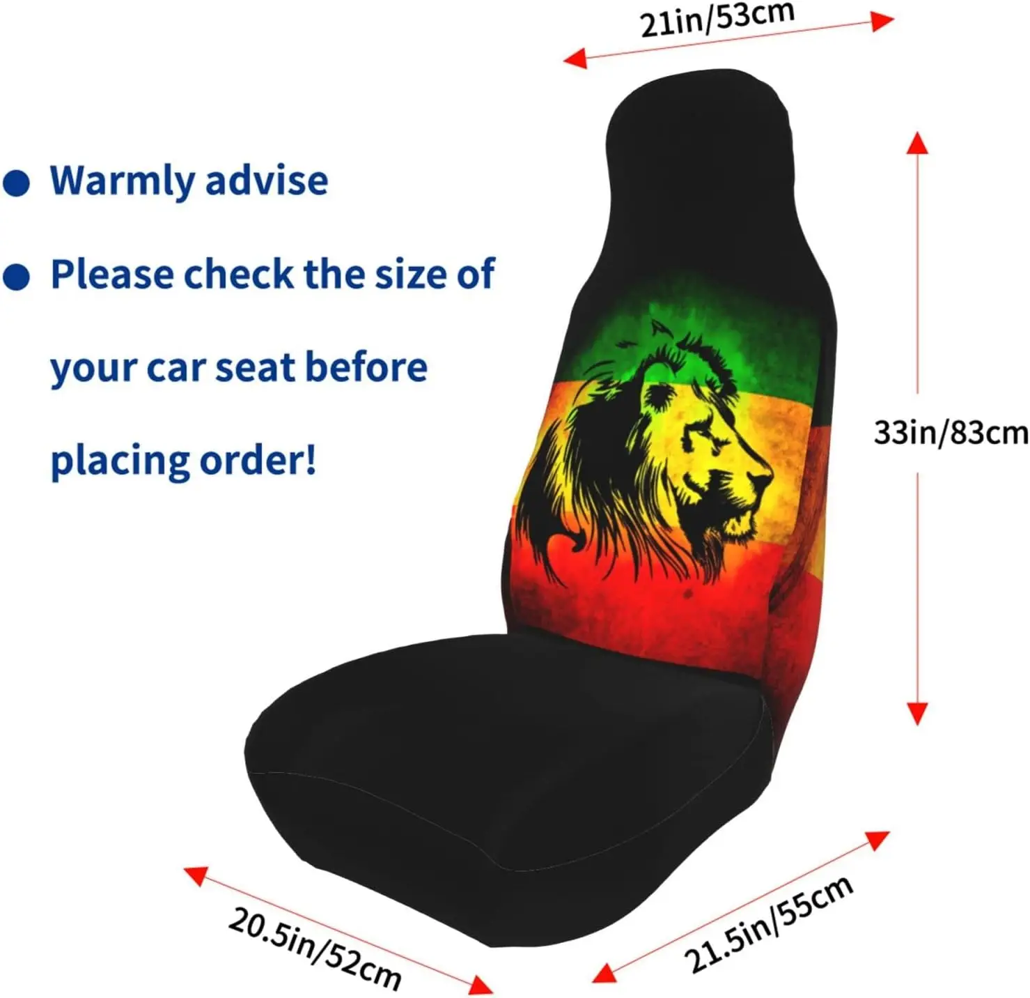 Jamaican Lion Flag Pattern Car Seat Covers 2 Pcs Front Seat Protector Cover Cushion Decor Universal Fit Most Vehicle Car SUV