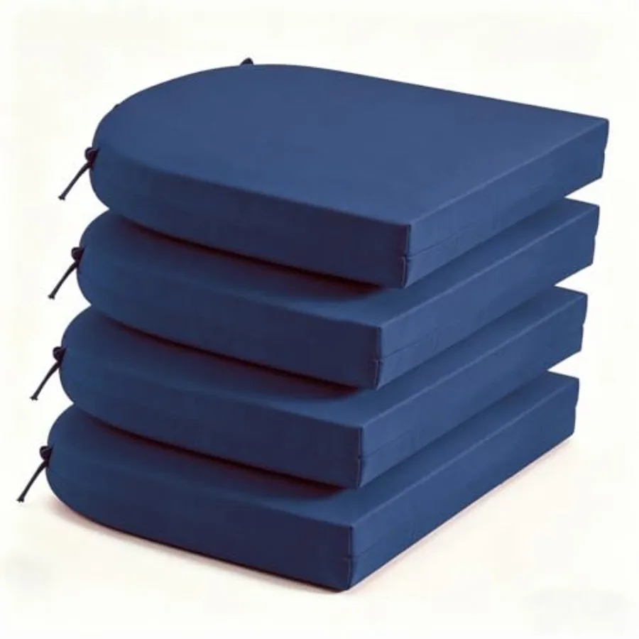 

Комплект из 4 водонепроницаемых подушек для садовых стульев с завязками для патио, двора, сада, террасы