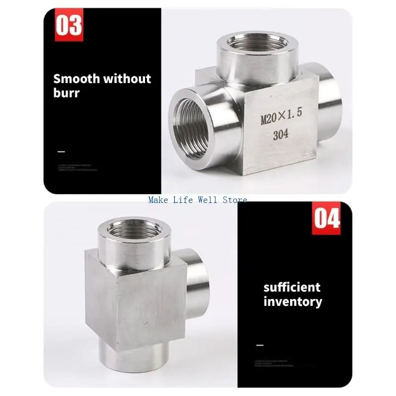  Multipurpose Stainless Steel Tees Connectors for Double Thread Designs