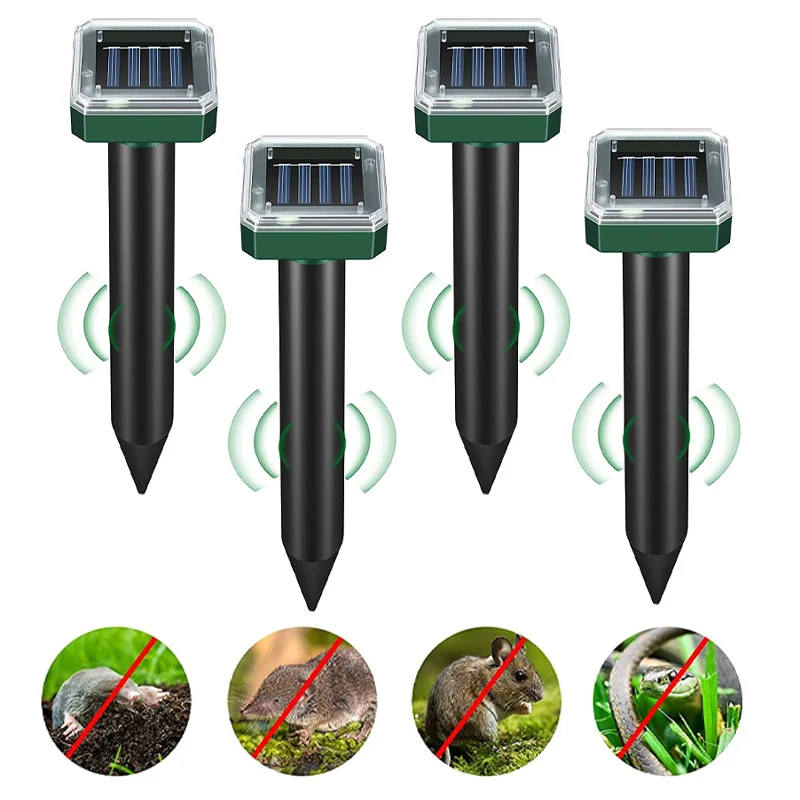 2/4 pz solare repellente ad ultrasuoni animale talpa ratto repellente prato all'aperto Spike