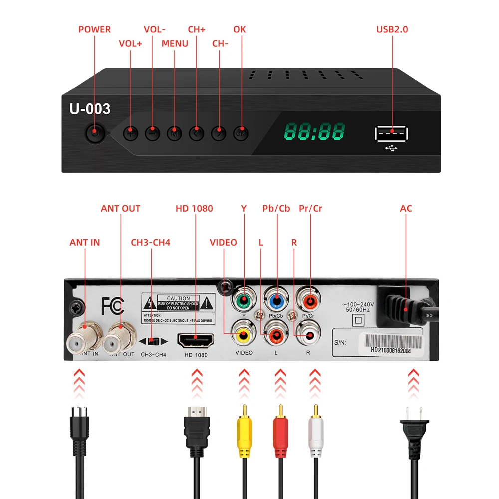 Korea QAM TV ATSC Converter Box With Korea Language Terrestrial HD Digital Receiver Tuner For Korea,USA,Canada,Mexico ATSC-T