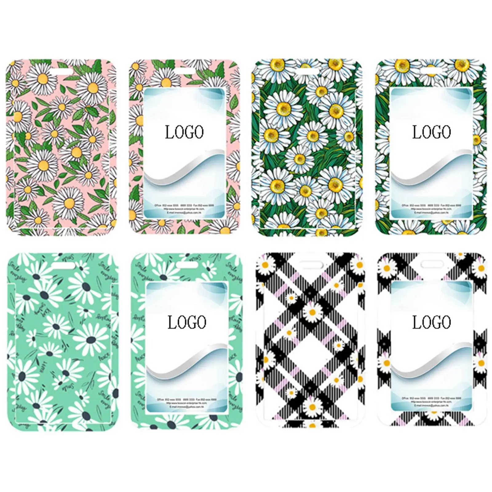 ID Name Card Holder with Alligator Clip Vertical Flower Pattern for Volunteer