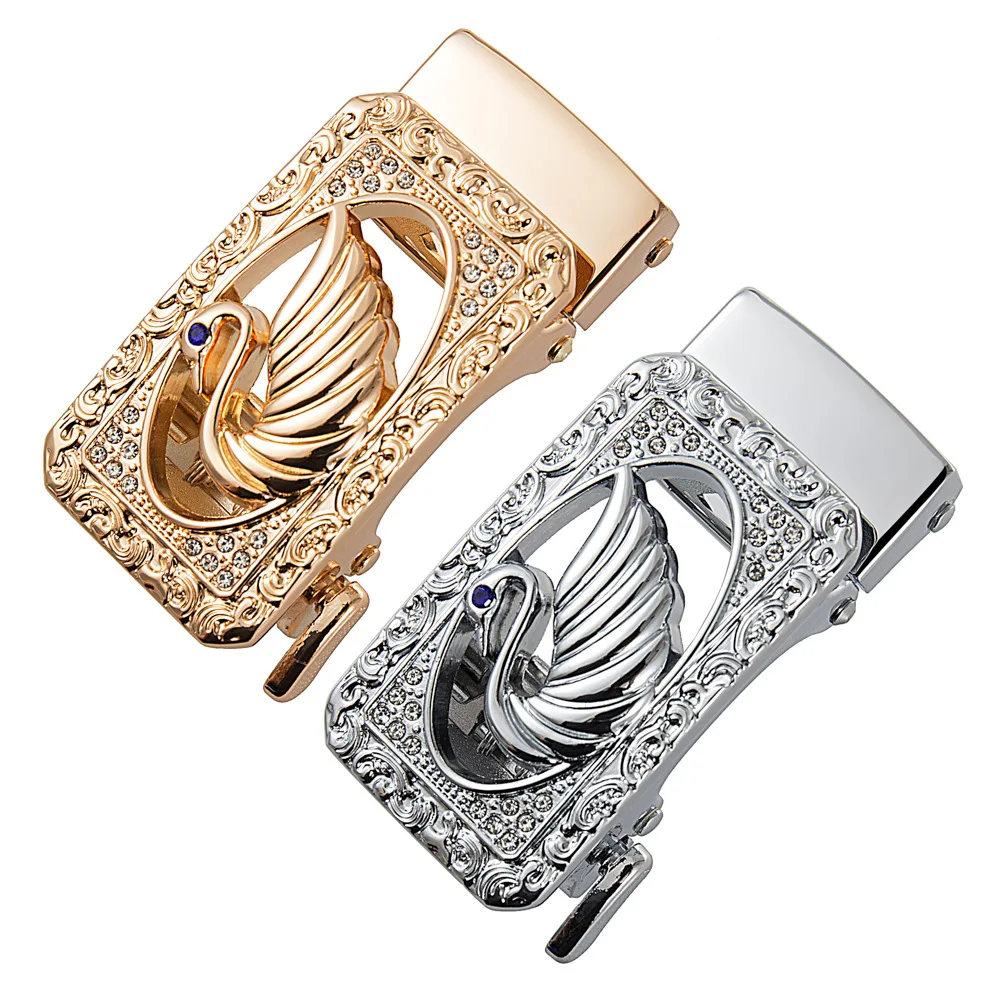 High Quality 2.5CM Width Women's Belt Automatic Buckle Fashion Pattern Simple Peplum Belt Accessories Gold Silver Metal Buckle
