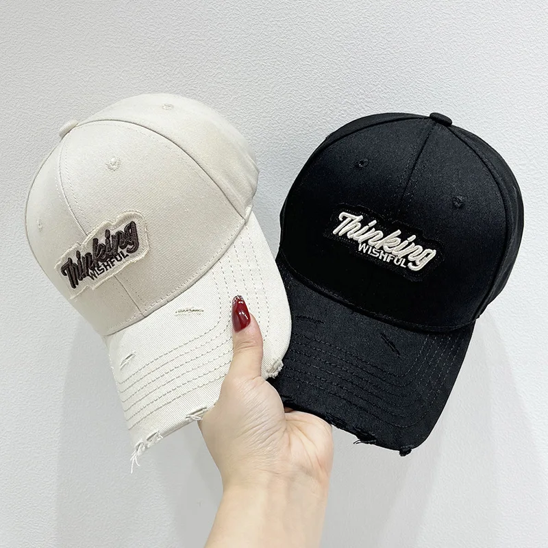 

Korean version of embroidery spring and summer hard top hole ball cap children's new face small cap men's tide