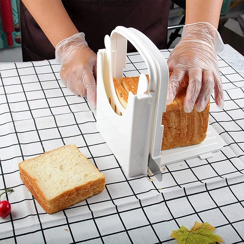 

Foldable Toast Bread Slicer Adjustable Plastic Cutting Mold Tools Cutter Rack Home Kitchen Gadgets Bakeware