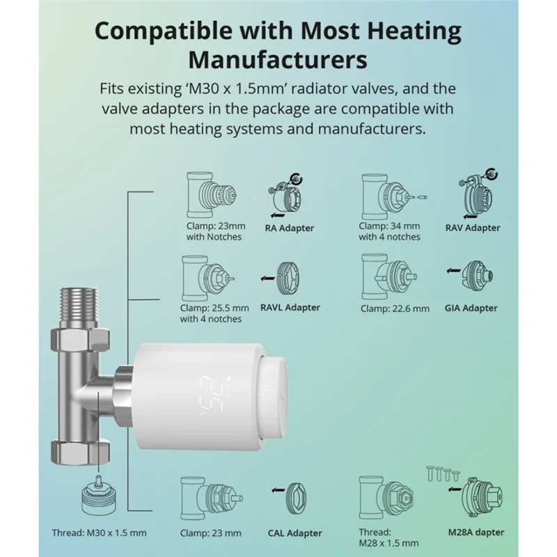 

Smart Thermostatic Radiator Valve TRVZB Home Heating Temperature Control For Zigbee Alexa Google ZHA MQTT Ewelink Easy Install
