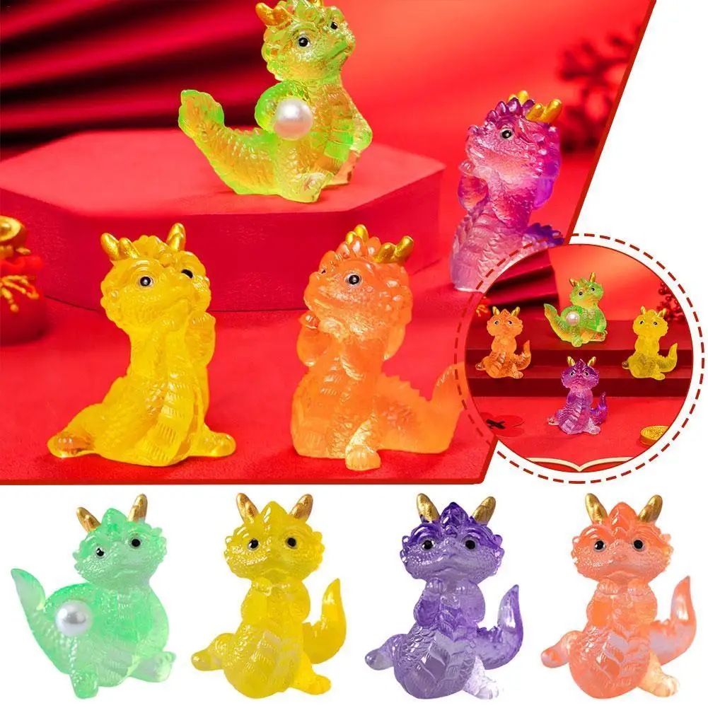 Transparent Resin Dragon Ornaments Auspicious Dragons Decoration Home Figurines Miniatures 2024 Chinese New Year Decor