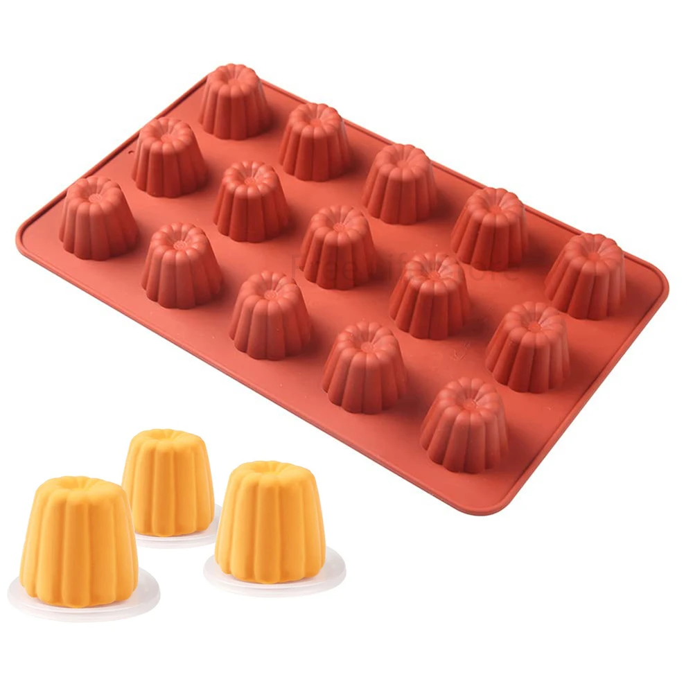 15 Cavity Canele Mold Non-stick Silicone Canneles Mould DIY Muffin Cupcake Pan Chocolate Jelly Mousse Cake Baking Accessories