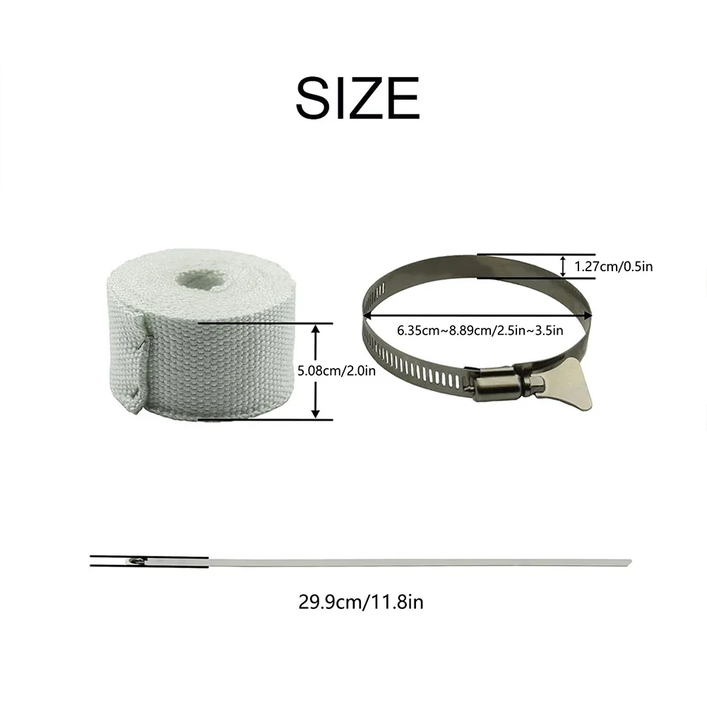 Pelindung Pipa tahan api, bungkus isolasi dengan 2 klem tenda berkemah Pelindung Pipa Anti melepuh pita cerobong asap pelindung saluran