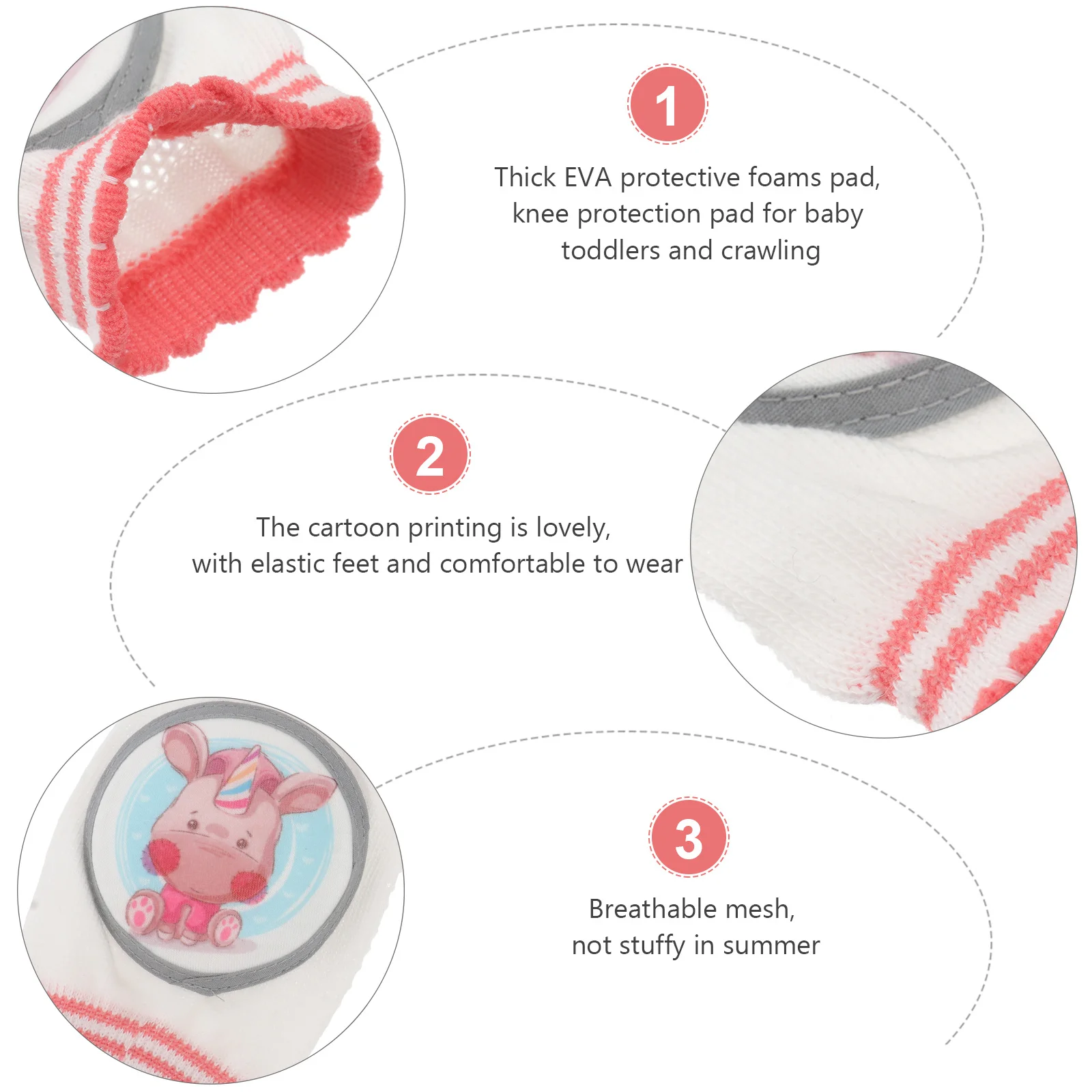 1 Pair Breathable Knee Pads Premium Comfortable Sweat-Absorbing Protection For Cartoon Animal Design