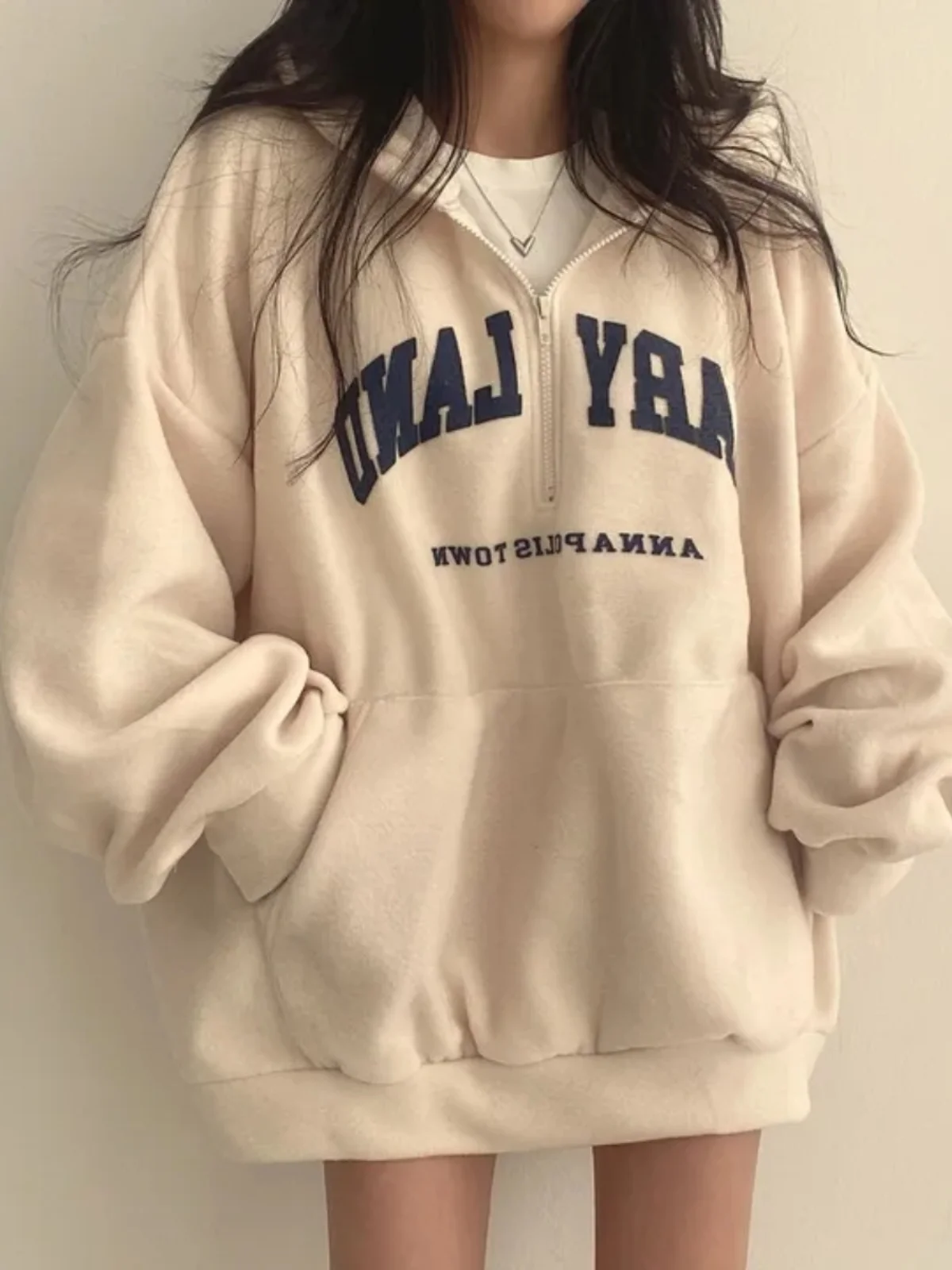 

Chic Autumn Winter Retro Design Loose Casual Hoodie Women's Faionable Versatile Comfortable Cotton Long Sve Sweatirt