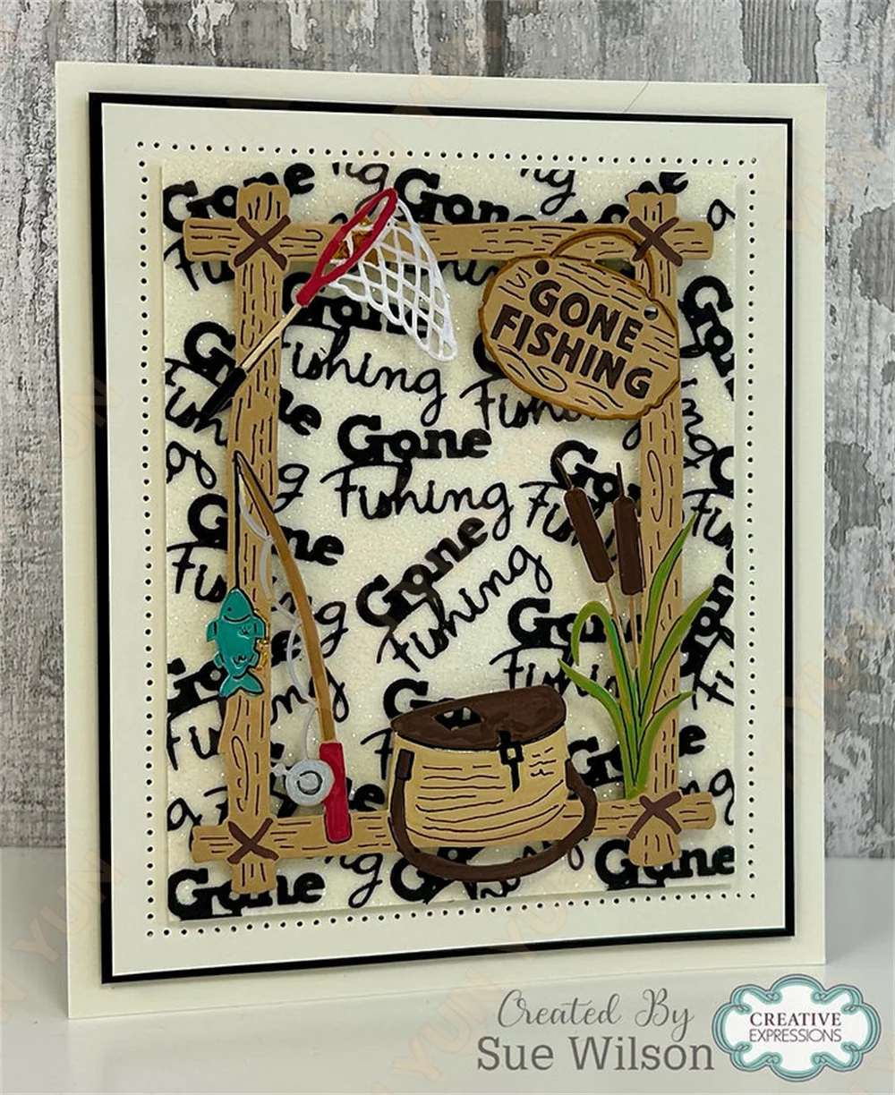 

Fishing Essentials Frame Dies Add Vest Rod Die DIY Scrapbook Let the Adventure Begin Greeting Card 2025 New Metal Cutting Dies