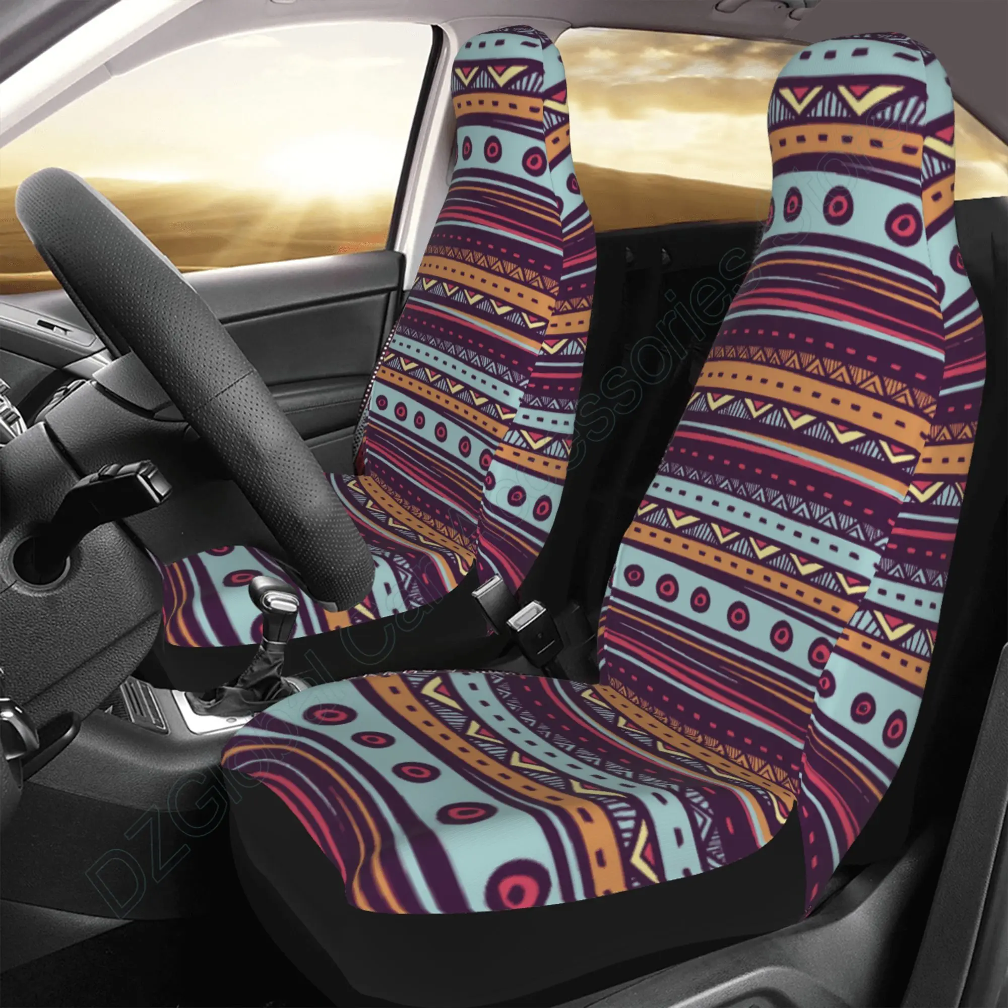 Colorful Stripe Seat Cover Baja Saddle Blanket Weave Universal Bucket Seat Cover Set of 2 Aztec Pattern Car Seat Cover Set