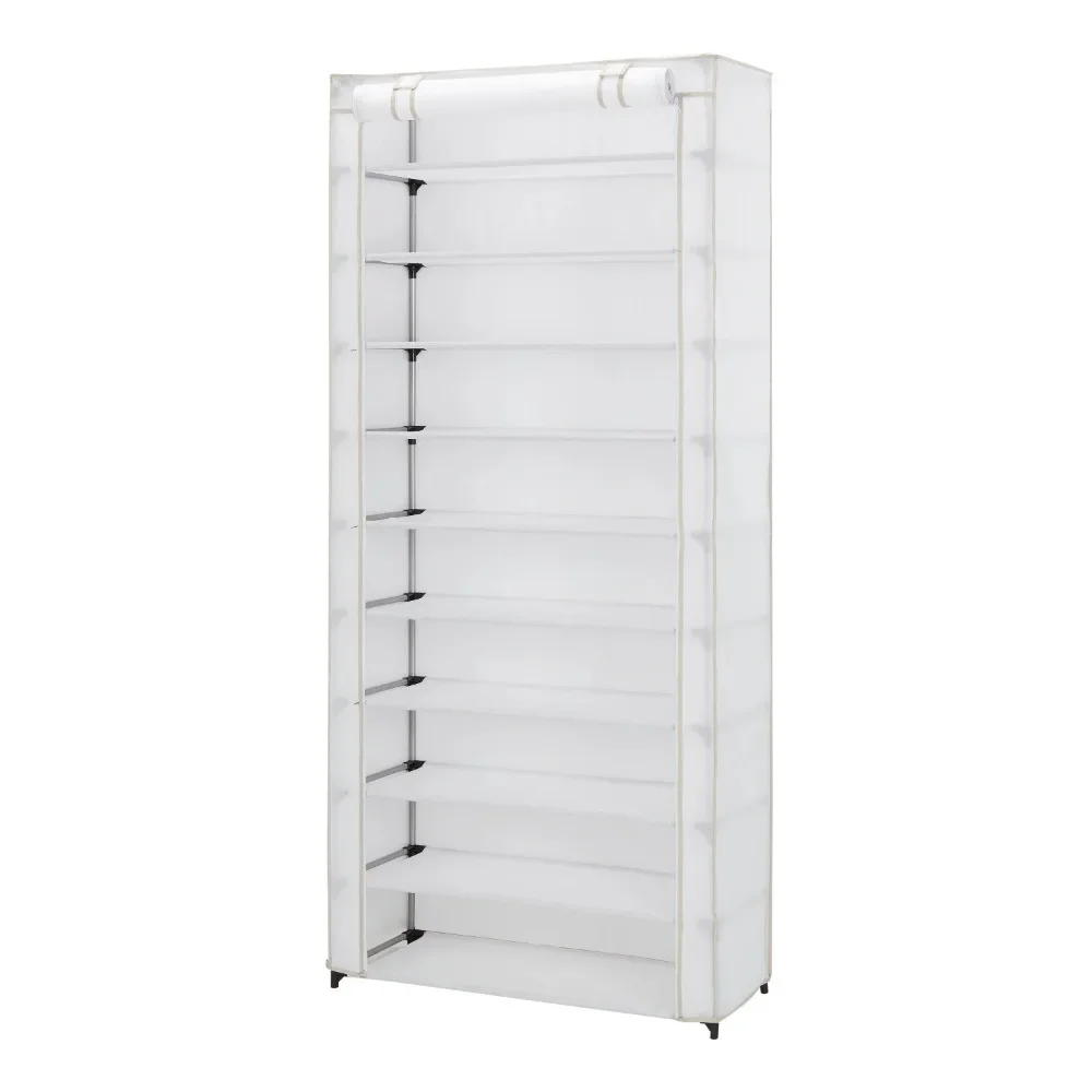 

10 Shelf Organizer Shoe Rack With Cover Shoes Storage White Shoerack Shoe-shelf Organizers Racks Free Shipping Home