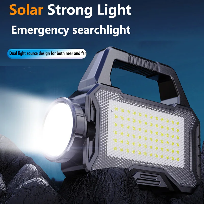 F9 High Power LED Flashlights Rechargeable Multi-Functional Portable Camping Work Light with Solar Charging 6 Lighting Modes