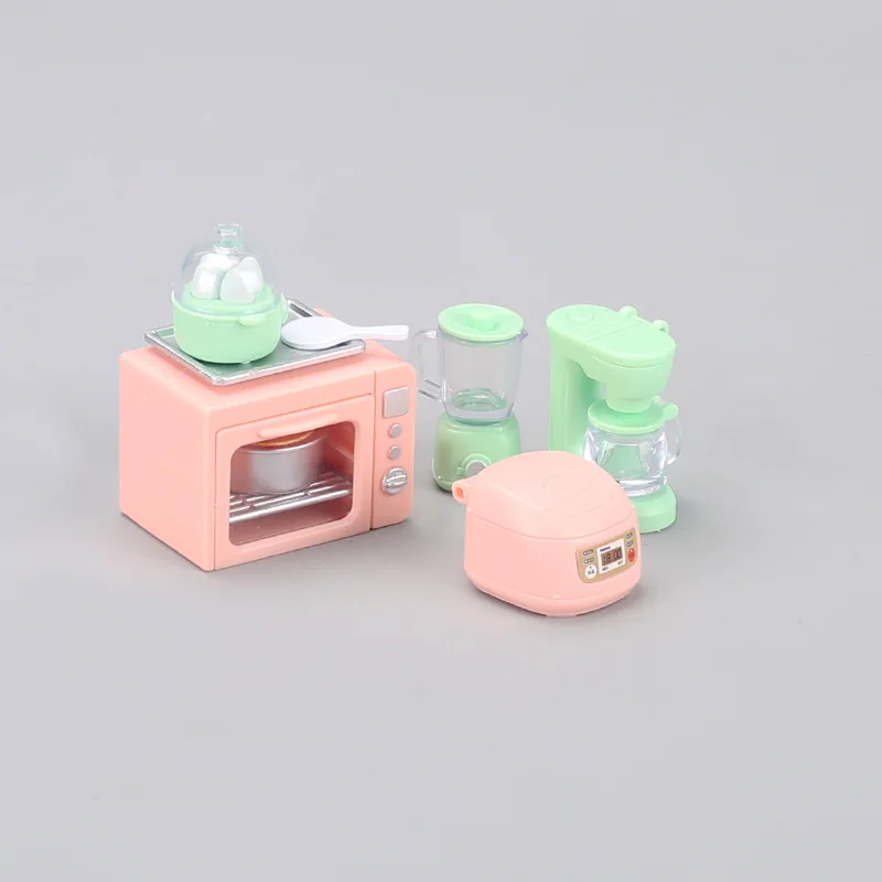 Kids Mini Play House Miniature Rice Cooker Oven Juicer Egg Steamer Small Model Children's Doll House Accessories