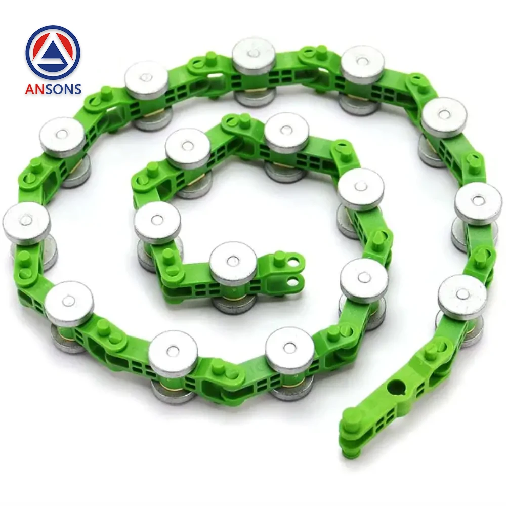 17 Links SJEC Escalator Rotary Chain Green Ansons Escalator Spare Parts